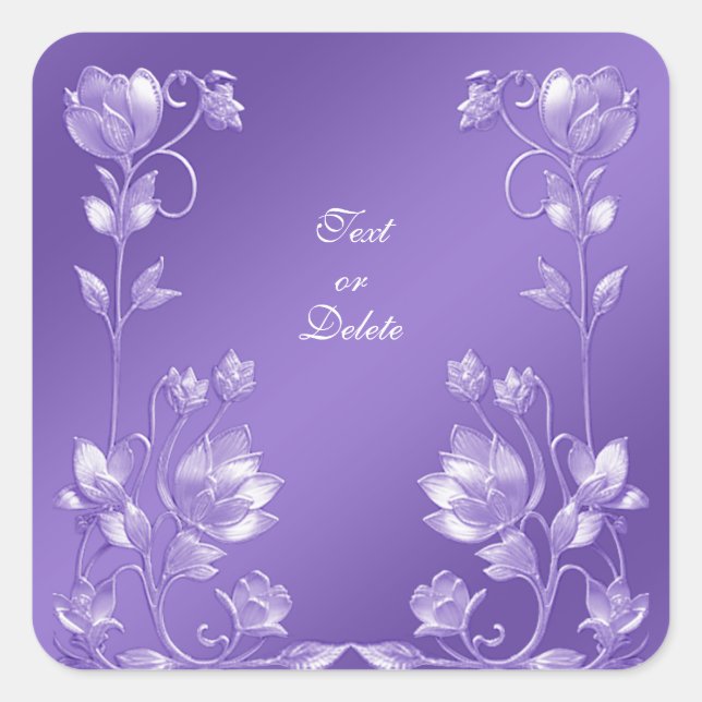 Autocollant floral violet élégant (Devant)