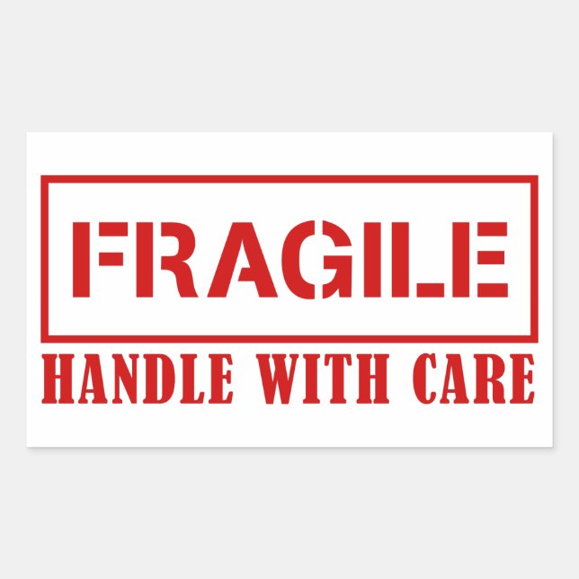 Autocollant fragile - poignée avec soin - Timbre s (Devant)