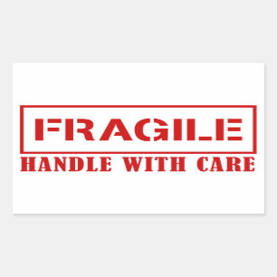 Autocollant fragile - poignée avec soin - Timbre s