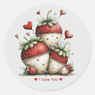 Autocollant fraises aquarelles fantaisistes