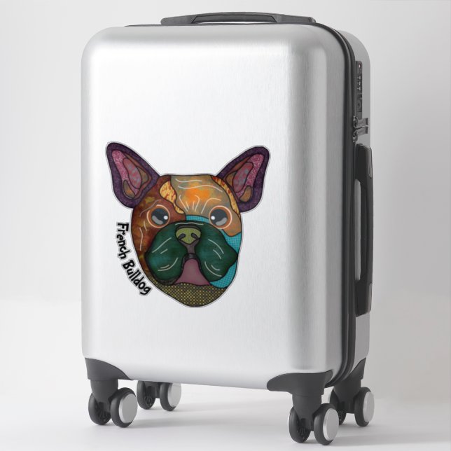 Autocollant français Bulldog laid visage (Sur valise)