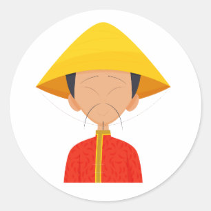 Autocollant Fu Manchu Chapeau Conique de Sage