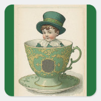 Autocollant Garçon Irlandais Dans Une Tasse De Thé