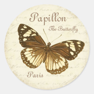 Autocollant girly et bel de papillon vintage