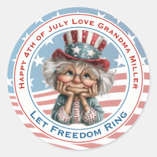 Autocollant Grand-mère patriotique 4 juillet