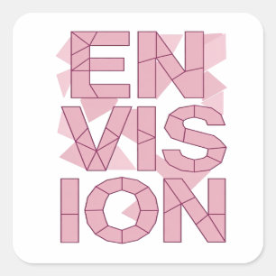Autocollant graphique carré ENVISION rose