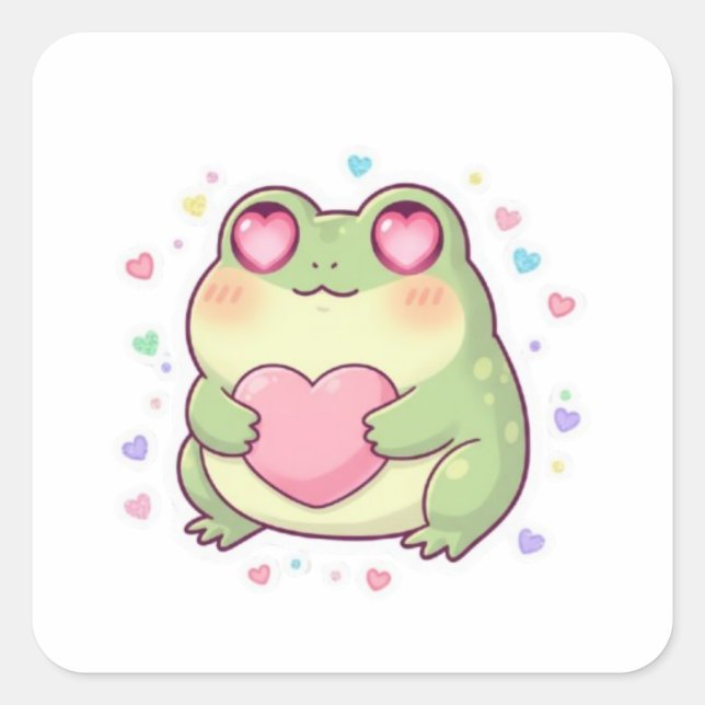 Autocollant Grenouille Amour Cute Grenouille Roman (Devant)