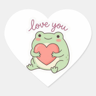 Autocollant Grenouille Je T'Aime Cœur Douce Grenou