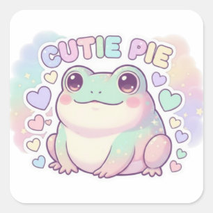 Autocollant Grenouille Mignonne Cuite Pie Kawaii A