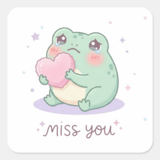 Autocollant Grenouille Miss You Mignonne Grenouill