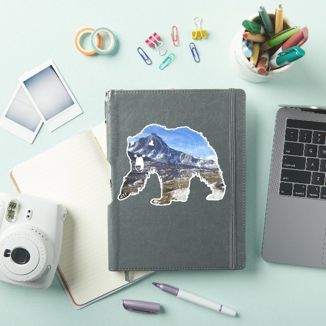 Autocollant Grizzly avec silhouette Wilderness (Couverture iPad)