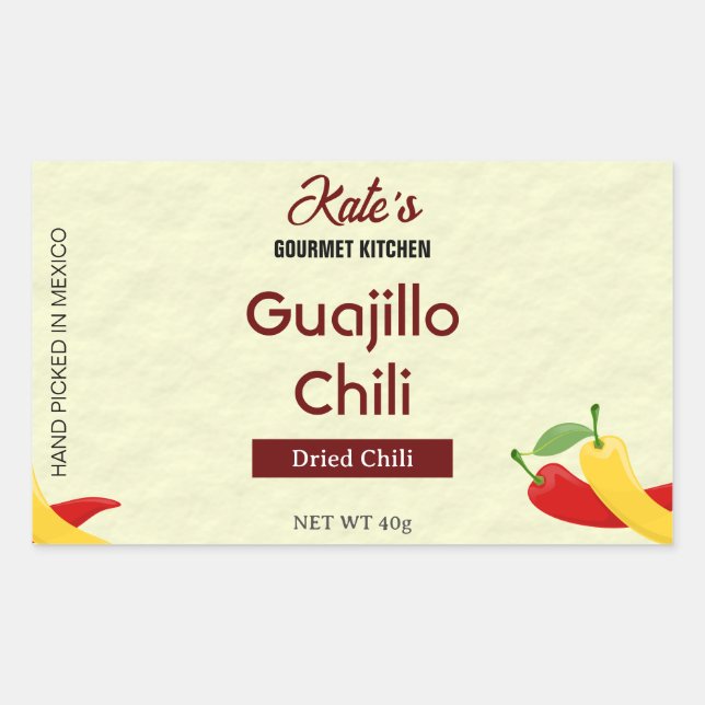 Autocollant Guajillo personnalisé produit poivrier (Devant)