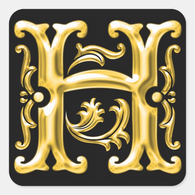 Autocollant H majuscule initial en or (Devant)