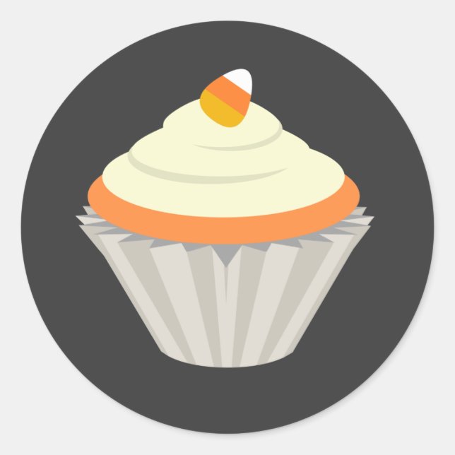 Autocollant Halloween Candy Corn Cupcake (Devant)