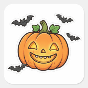 Autocollant Halloween Citrouille Jack O Lantern Mi