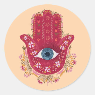 Autocollant Hamsa main_Magenta_Cream