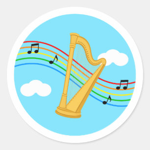 Autocollant Harpe Ciel Arc-en-ciel Musique Enfants