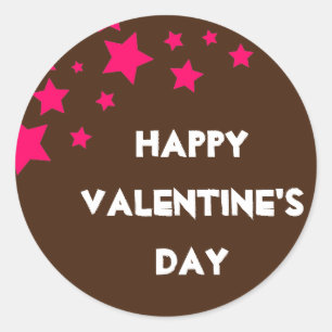 Autocollant Heureuse Sainte-Valentin Brown et rose