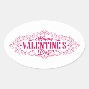 Autocollant Heureuse Sainte-Valentin Oval