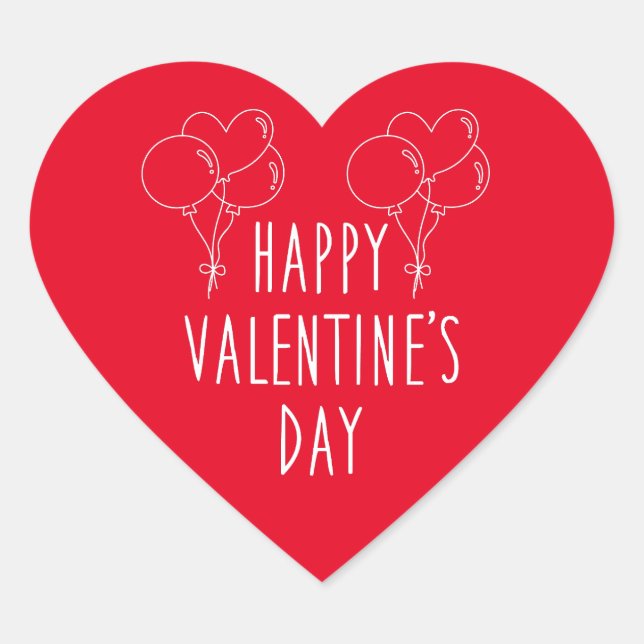 Autocollant Heureuse Sainte-Valentin Red Heart (Devant)