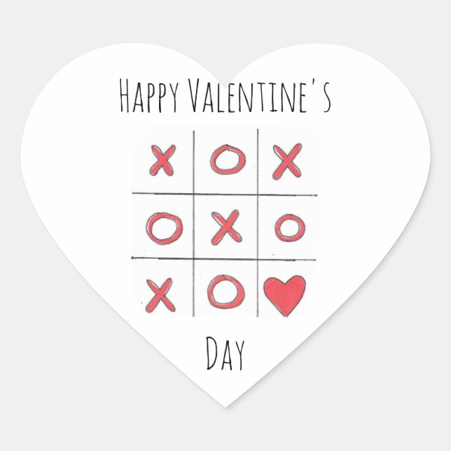 Autocollant Heureuse Sainte-Valentin Tic-Tac-Toe (Devant)