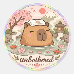 Autocollant holographique Capybara Onsen Spa Vibes