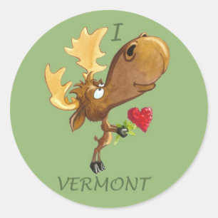 Autocollant I Heart Vermont Moose