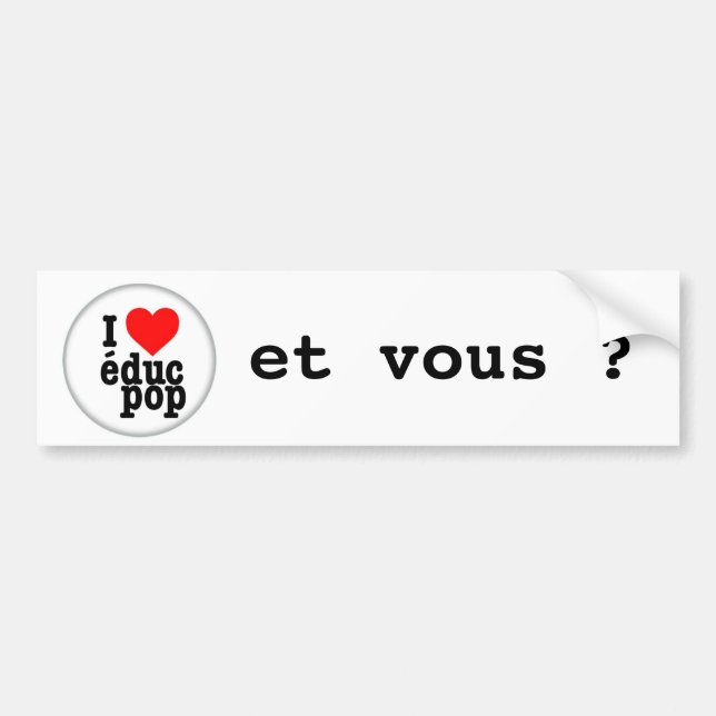 Autocollant I love educ pop / pour voiture (Devant)