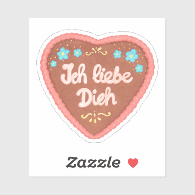 Autocollant Ich Liebe Dich Lebkuchenherz (Feuille)