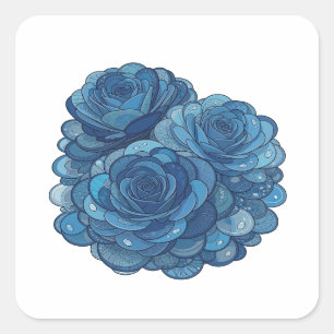 Autocollant Impression Roses Bleues Gras