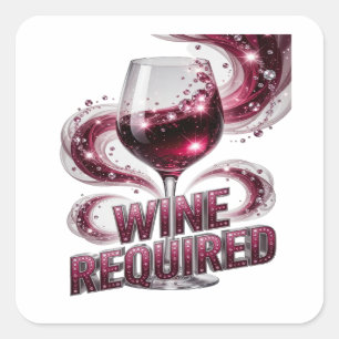 Autocollant imprimé argenté tendance WINE REQUIRED