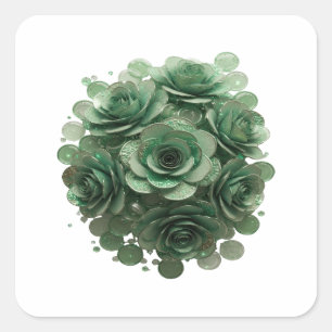 Autocollant imprimé GREEN ROSES vert pelable