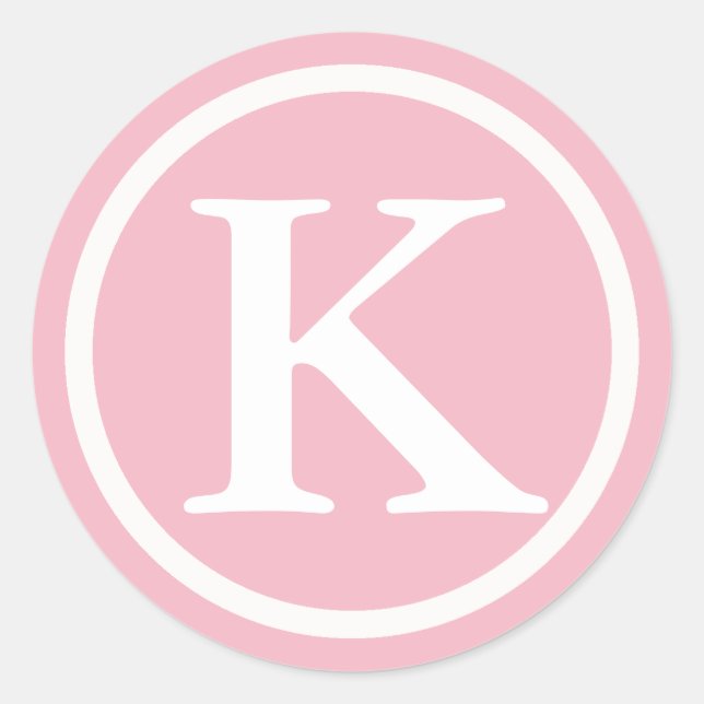 Autocollant initial de lettres rose et blanche mon (Devant)