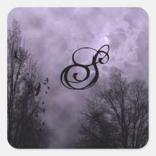 Autocollant initial hanté Ciel pourpre