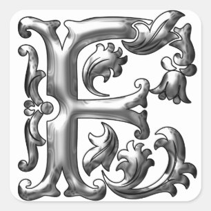 Autocollant initial lettre F majuscule en argent