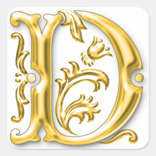 Autocollant initial lettre majuscule D en or