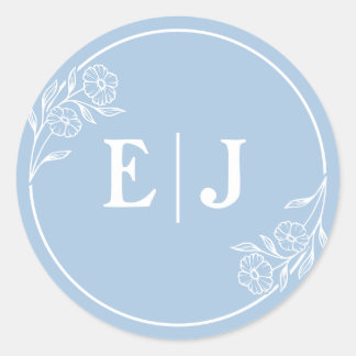 Autocollant initial Mariage bleu-poussiéreux