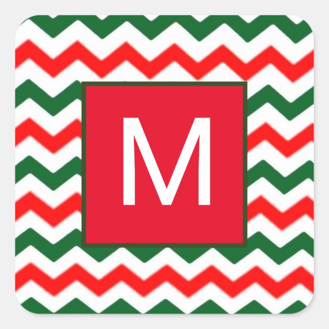 autocollant initial personnalisé vert et rouge (Devant)