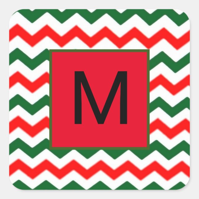 autocollant initial personnalisé vert et rouge (Devant)