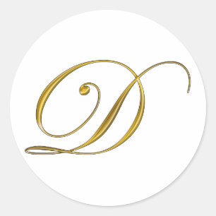Autocollant initiale D monogramme or