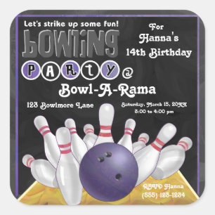 Autocollant Invitation de la partie de Bowling vio