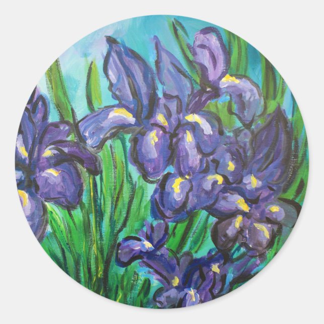 Autocollant Irises Violet Peinture Fleur Personnal (Devant)
