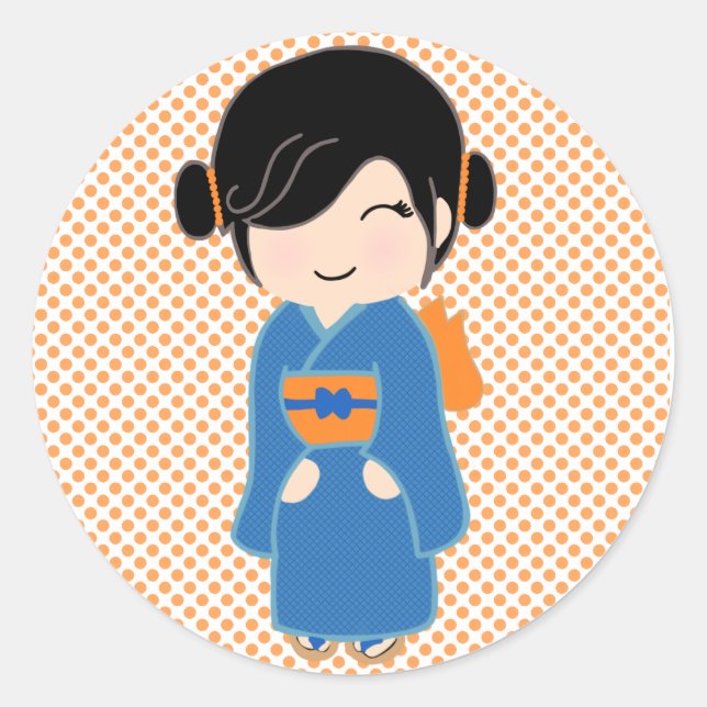 Autocollant japonais Kokeshi Doll (Devant)