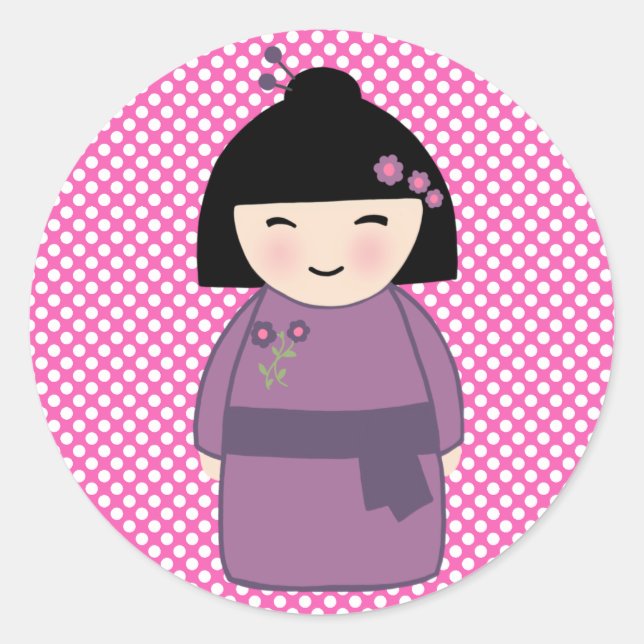 Autocollant japonais Kokeshi Doll (Devant)