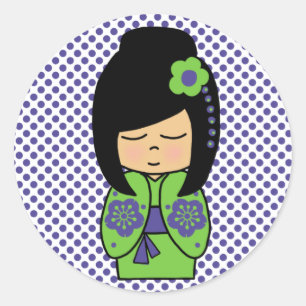 Autocollant japonais Kokeshi Doll