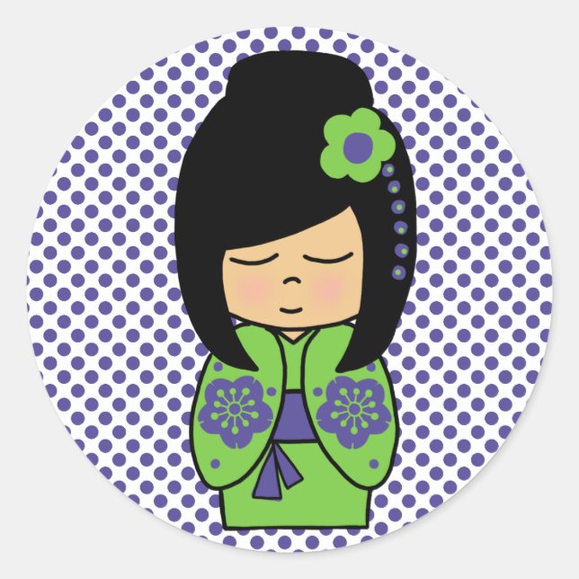 Autocollant japonais Kokeshi Doll (Devant)