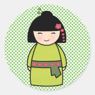 Autocollant japonais Kokeshi Doll