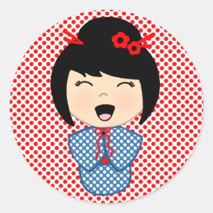 Autocollant japonais Kokeshi Doll