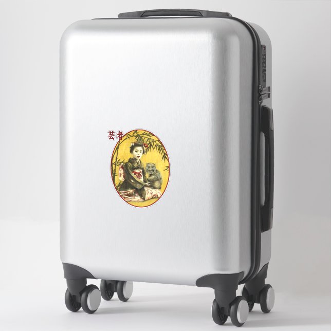 Autocollant japonais vintage Geisha (Sur valise)