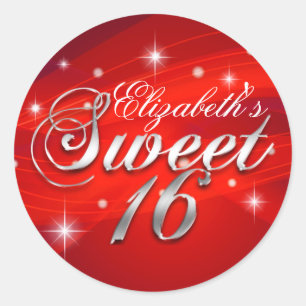 Autocollant Jolies Paillettes Rouges Sweet Sixteen